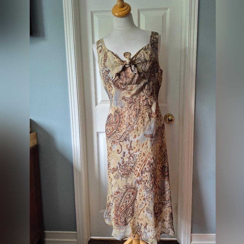 Elegant Paisley Print Dress 100% Silk